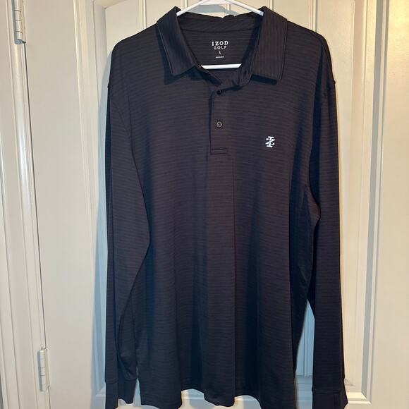Izod black long sleeve golf polo men’s size large - Picture 1 of 7